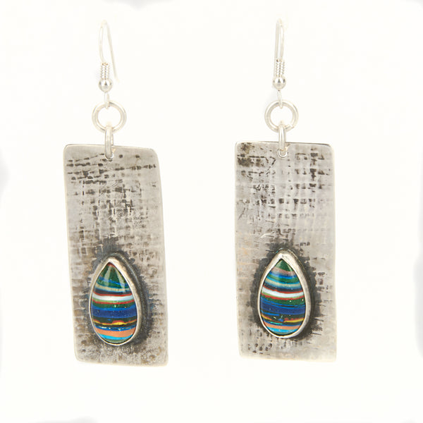 Sterling Silver and Rainbow Calsilica earrings