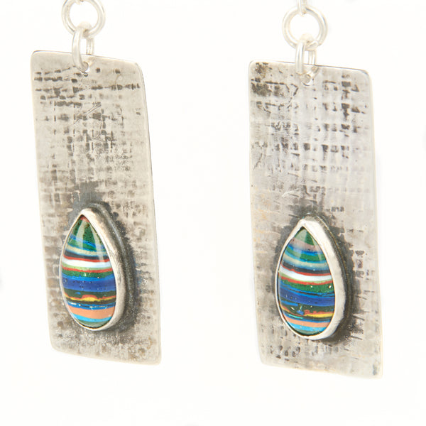 Sterling Silver and Rainbow Calsilica earrings
