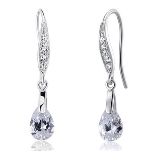 2 Carat Pear Cut Simulated Diamond 925 Sterling Silver Dangle Earrings