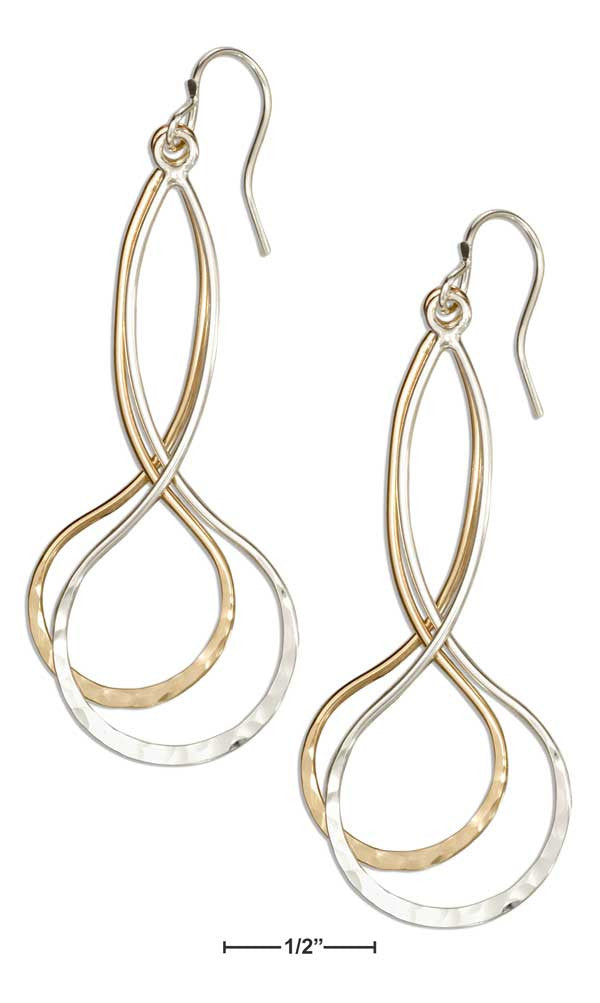 Sterling Silver and 12 Karat Gold Filled Long Double Infinity Dangle Earrings