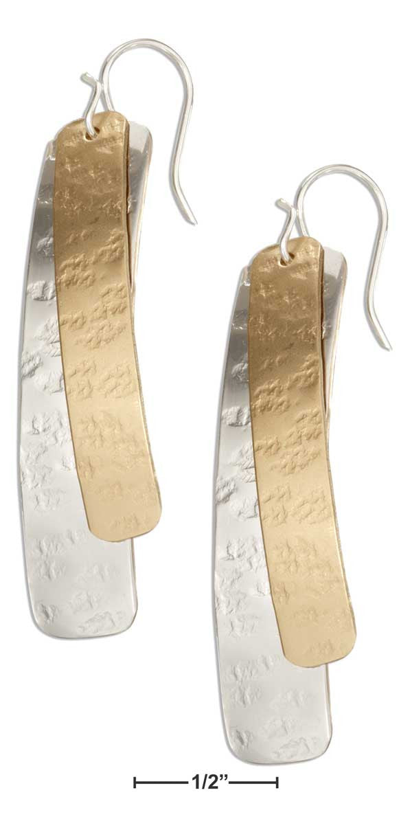 Sterling Silver and 12 Karat Gold Filled Long Double Rectangular Dangle Earrings